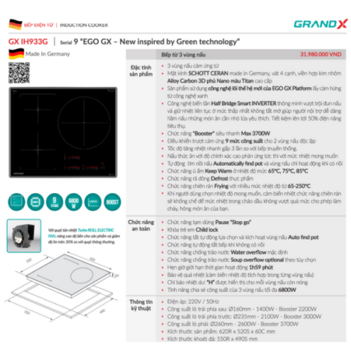 Bếp Từ Grandx GX IH933G