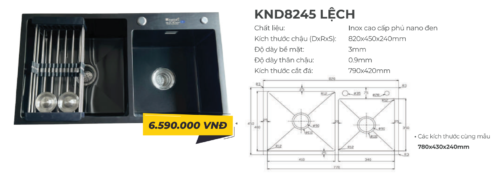 Chậu Rửa Kagol KND8245 Lệch Chậu Rửa Kagol KND8245 Lệch