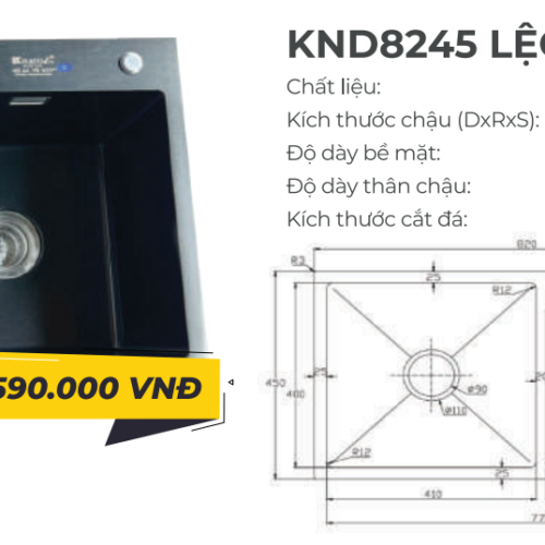 Chậu Rửa Kagol KND8245 Lệch 1 Chậu Rửa Kagol KND8245 Lệch