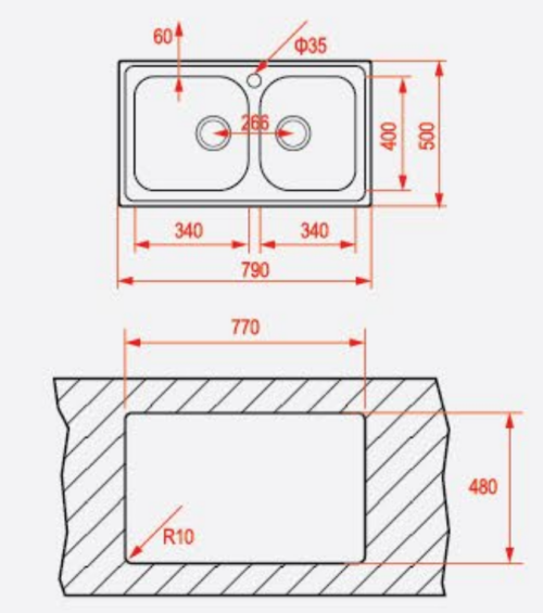 Chậu rửa bát Teka UNIVERSE 80T-XP 2B Chậu rửa bát Teka UNIVERSE 80T-XP 2B