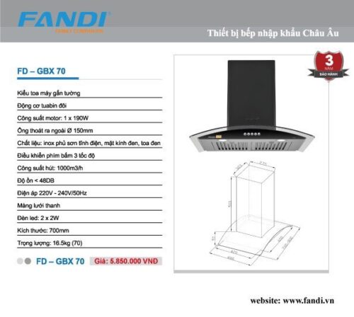 Máy Hút Mùi FANDI FD-GBX70
