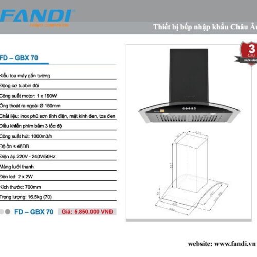 Máy Hút Mùi FANDI FD-GBX70