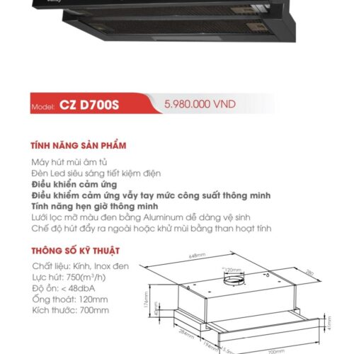 Máy Hút Mùi CANZY CZ-D700S 2 Máy Hút Mùi CANZY CZ-D700S