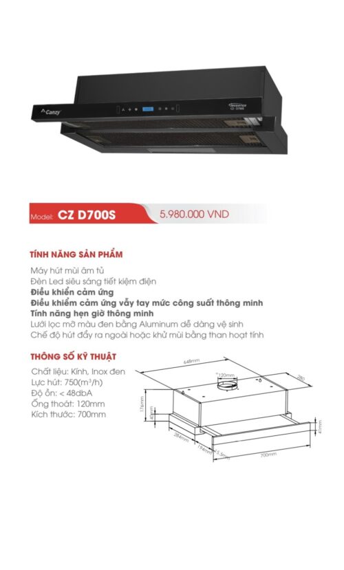 Máy Hút Mùi CANZY CZ-D700S Máy Hút Mùi CANZY CZ-D700S