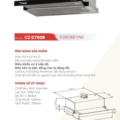 Máy Hút Mùi CANZY CZ-D700B 2 Máy Hút Mùi CANZY CZ-D700B