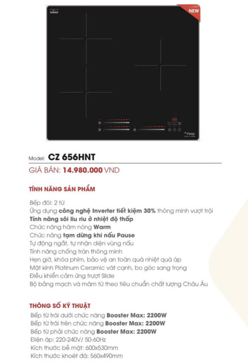 Bếp Từ Canzy CZ 656 HNT Bếp Từ Canzy CZ 656 HNT